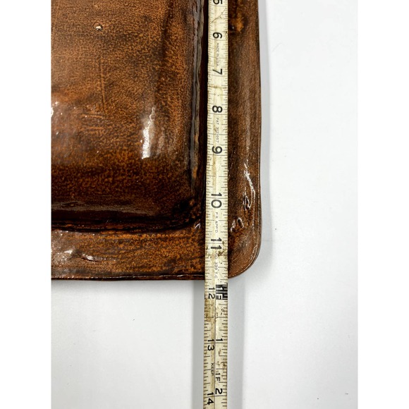 Vintage MCM Ceramic Ashtray Brown Multi Color 12" Square Cigar Ashtray - Picture 7 of 7